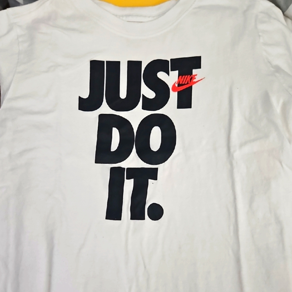Nike White T-Shirt with Black and Red Print